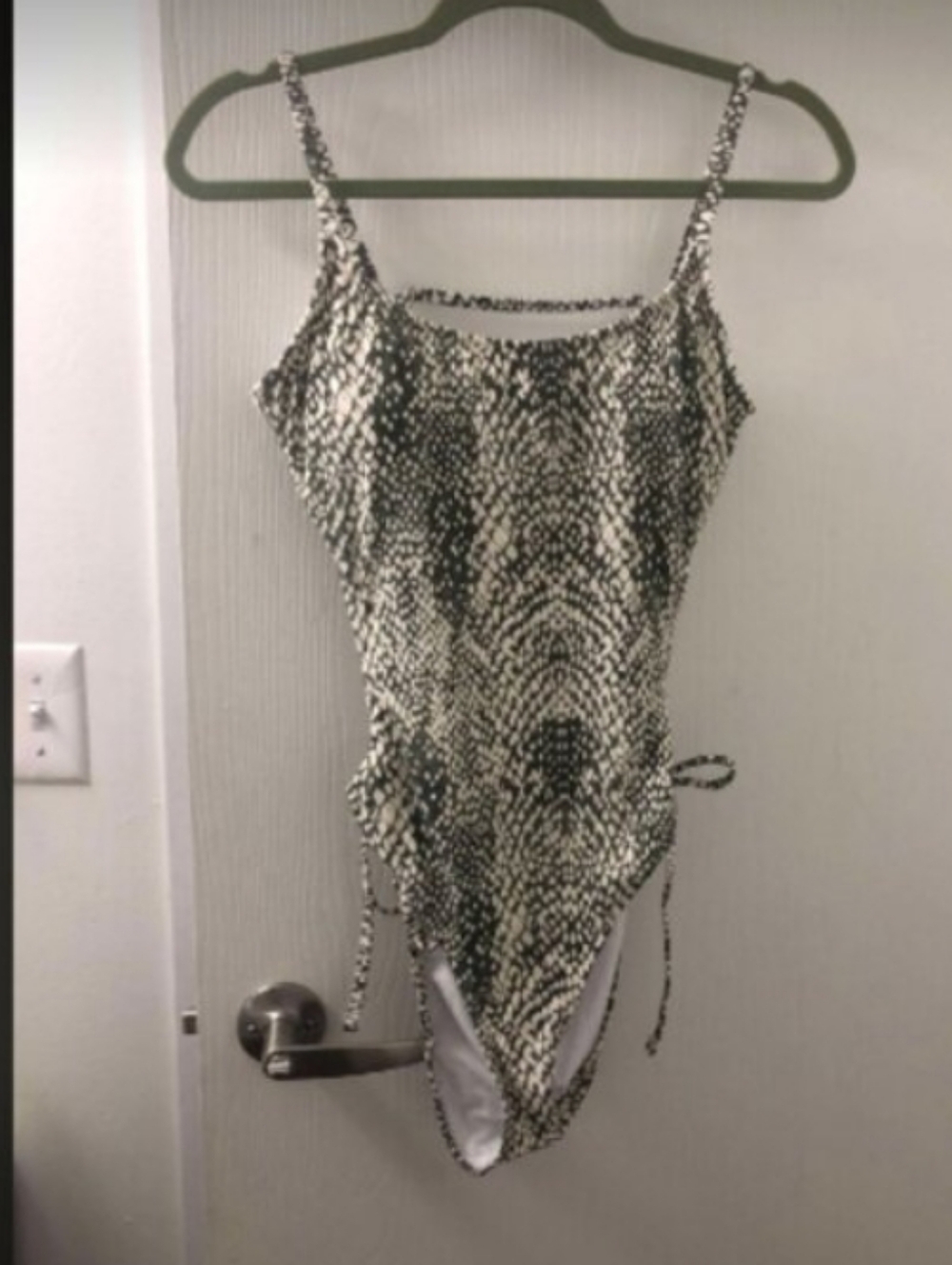 NWT Lulus Sandy Love Olive Green Multi Snake Print One Piece Swimsuit